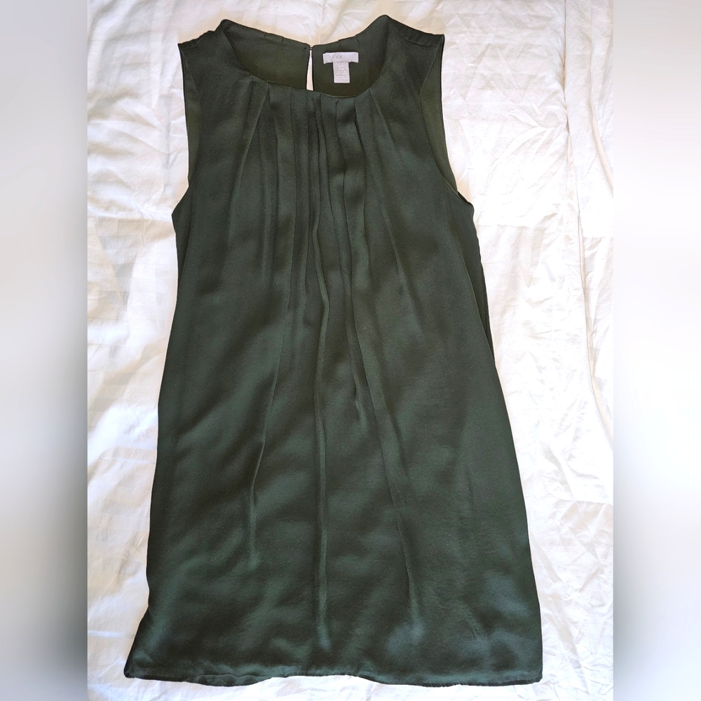 H&M olive sleeveless shift dress Size M